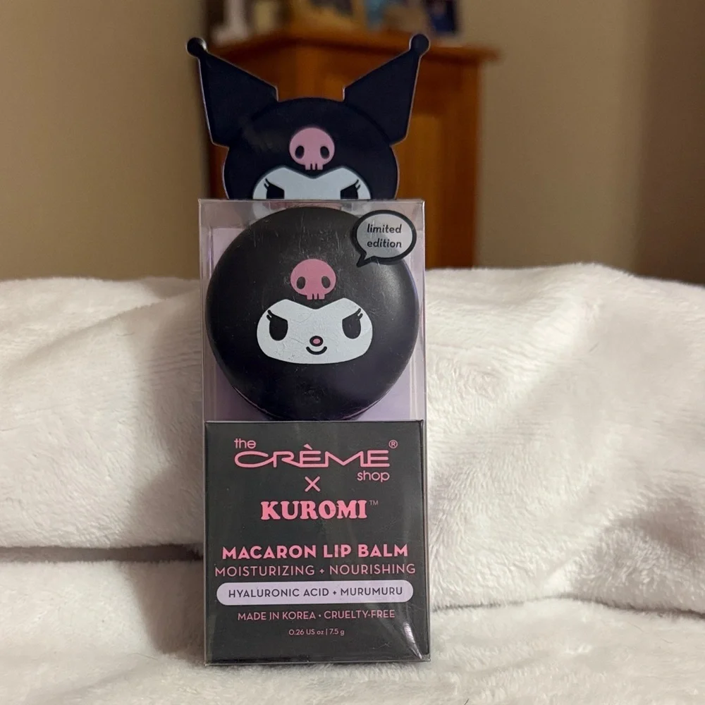 The Crème Shop x Kuromi Macaron Lip Balm- Raspberry Crème Puff